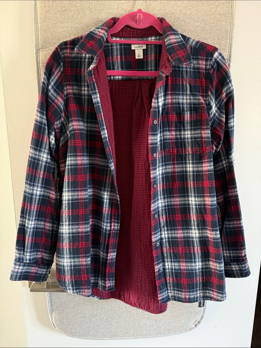 L.L. Bean Flannel Shirt Tunic in Classic Navy Plaid